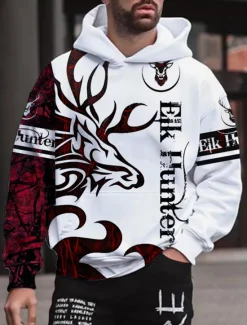 New OUKU Men's Graphic Animal Dragon Hoodie Hoodies Sweatshirt Streetwear Designer Long Sleeve Hooded Sports & Outdoor Daily Wine Red Pink Print Spring & Fall Designer