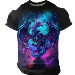 Online OUKU Men's Graphic Animal Dragon T Shirt Short Sleeve T shirt 3D Print Crew Neck Shirt Daily Casual Subculture Sports Outdoor Holiday Going out Blue Purple Green Spring & Summer Clothing Apparel S M L XL