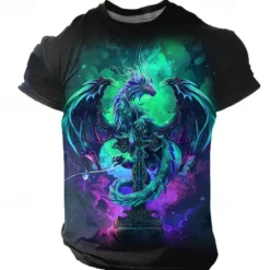 Online OUKU Men's Graphic Animal Dragon T Shirt Short Sleeve T shirt 3D Print Crew Neck Shirt Daily Casual Subculture Sports Outdoor Holiday Going out Blue Purple Green Spring & Summer Clothing Apparel S M L XL