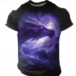 New OUKU Men's Graphic Animal Dragon T Shirt Short Sleeve T shirt 3D Print Crew Neck Shirt Designer Casual Subculture Sports Outdoor Holiday Going out Blue Sky Blue Red Spring & Summer Clothing Apparel S M L