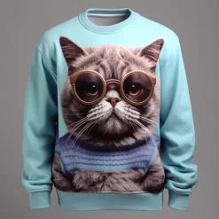 OUKU Men's Graphic Animal Lion Sweatshirts Golf Pullover Sweatshirt Long Sleeve Sweatshirt Crew Neck Fashion Daily Casual 3D Print Vacation Holiday Going out Print Spring & Fall