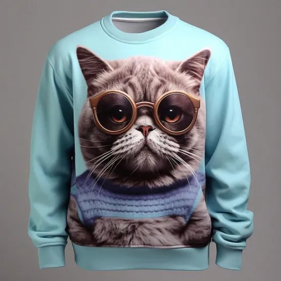 OUKU Men's Graphic Animal Lion Sweatshirts Golf Pullover Sweatshirt Long Sleeve Sweatshirt Crew Neck Fashion Daily Casual 3D Print Vacation Holiday Going out Print Spring & Fall