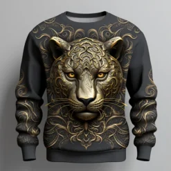 Best OUKU Men's Graphic Animal Lion Sweatshirts Golf Pullover Sweatshirt Long Sleeve Sweatshirt Crew Neck Fashion Daily Casual 3D Print Vacation Holiday Going out Print Spring & Fall