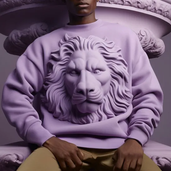 New OUKU Men's Graphic Animal Lion Sweatshirts Golf Pullover Sweatshirt Long Sleeve Sweatshirt Crew Neck Fashion Daily Casual 3D Print Vacation Holiday Going out Print Spring & Fall