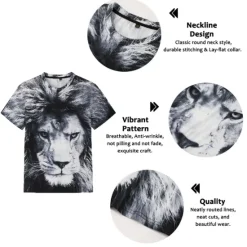 OUKU Men's Graphic Animal Lion T Shirt Short Sleeve T shirt 3D Print Crew Neck Shirt Vintage Fashion Designer Outdoor Daily Sports Dark Brown Black Yellow Spring & Summer Clothing Apparel S M L XL 2XL 3XL