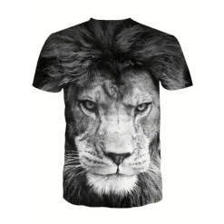 OUKU Men's Graphic Animal Lion T Shirt Short Sleeve T shirt 3D Print Crew Neck Shirt Vintage Fashion Designer Outdoor Daily Sports Dark Brown Black Yellow Spring & Summer Clothing Apparel S M L XL 2XL 3XL