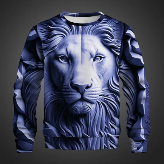 Discount OUKU Men's Graphic Animal Lion Sweatshirts Golf Pullover Sweatshirt Long Sleeve Sweatshirt Crew Neck Fashion Daily Casual 3D Print Vacation Holiday Going out Print Spring & Fall