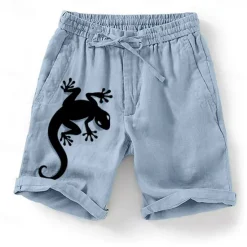 Clearance OUKU Men's Graphic Animal Lizard Shorts Summer Shorts Casual Shorts Mid Waist Fashion Streetwear Designer Casual Daily Holiday Pocket Drawstring Elastic Waist Designer Clothing Apparel
