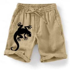 Clearance OUKU Men's Graphic Animal Lizard Shorts Summer Shorts Casual Shorts Mid Waist Fashion Streetwear Designer Casual Daily Holiday Pocket Drawstring Elastic Waist Designer Clothing Apparel