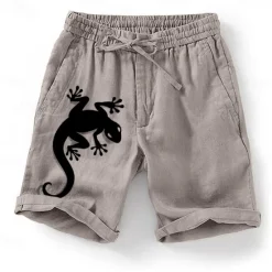 Clearance OUKU Men's Graphic Animal Lizard Shorts Summer Shorts Casual Shorts Mid Waist Fashion Streetwear Designer Casual Daily Holiday Pocket Drawstring Elastic Waist Designer Clothing Apparel