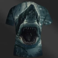 Discount OUKU Men's Graphic Animal Shark T Shirt Short Sleeve T shirt 3D Print Crew Neck Shirt Daily Designer Retro Vintage Sports Outdoor Holiday Going out Royal Blue Blue Brown Spring & Summer Clothing Apparel S