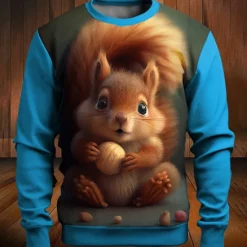 Hot OUKU Men's Graphic Animal Squirrel Sweatshirts Golf Pullover Sweatshirt Long Sleeve Sweatshirt Crew Neck Fashion Daily Casual 3D Print Vacation Holiday Going out Print Spring & Fall