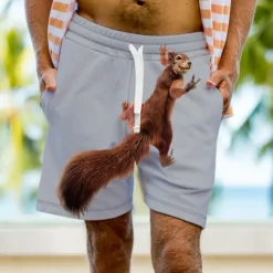 Clearance OUKU Men's Graphic Animal Squirrel Sweat Shorts Beach Shorts Terry Shorts Mid Waist Sports Designer Classic Style Casual Daily Holiday Drawstring Elastic Waist 3D Print Designer Clothing Apparel