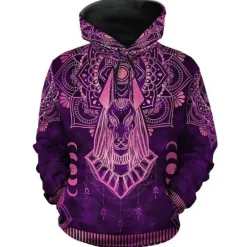 OUKU Men's Graphic Animal Tribal Hoodie Hoodies Sweatshirt Daily Basic Long Sleeve Hooded Vacation Sports Outdoor Holiday Red Purple Print Front Pocket Spring & Fall Designer
