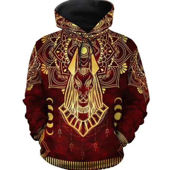 OUKU Men's Graphic Animal Tribal Hoodie Hoodies Sweatshirt Daily Basic Long Sleeve Hooded Vacation Sports Outdoor Holiday Red Purple Print Front Pocket Spring & Fall Designer
