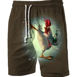 Discount OUKU Men's Graphic Animal Turkey Shorts Summer Shorts Beach Shorts Mid Waist Streetwear Hawaiian Designer Casual Daily Holiday Drawstring Elastic Waist 3D Print Designer Clothing Apparel