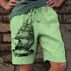 Outlet OUKU Men's Graphic Boat Shorts Summer Shorts Beach Shorts Mid Waist Streetwear Hawaiian Designer Casual Daily Holiday Drawstring Elastic Waist 3D Print Designer Clothing Apparel
