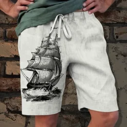 Outlet OUKU Men's Graphic Boat Shorts Summer Shorts Beach Shorts Mid Waist Streetwear Hawaiian Designer Casual Daily Holiday Drawstring Elastic Waist 3D Print Designer Clothing Apparel
