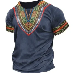 Clearance OUKU Men's Graphic Bohemian T Shirt Short Sleeve T shirt 3D Print Crew Neck Shirt Vintage Fashion Designer Outdoor Daily Sports Black White Spring & Summer Clothing Apparel S M L XL 2XL 3XL Blue