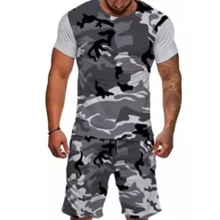 Best OUKU Men's Graphic Camo / Camouflage 2pcs Tees sets Matching Sets Short Sleeve Short Pants Crew Neck Designer Casual Comfortable Outdoor Vacation Daily 3D Print Spring & Summer Blue Red Khaki