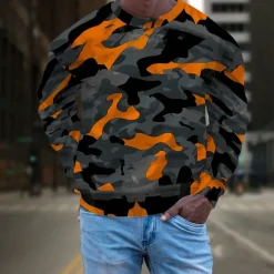 Discount OUKU Men's Graphic Camo / Sweatshirts Golf Pullover Sweatshirt Long Sleeve Sweatshirt Hooded Vacation Cool Daily Print Vacation Sports Outdoor Going out Printing Winter Spring & Fall Camouflage