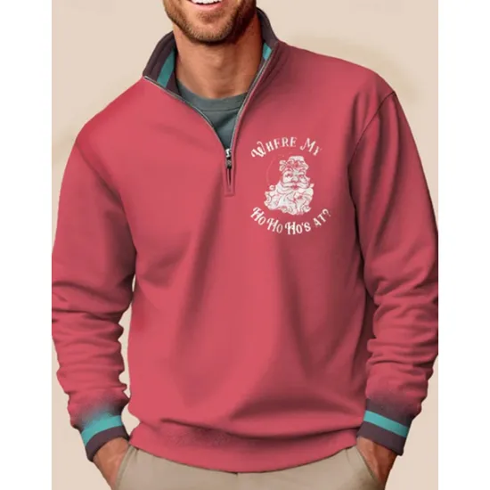 New OUKU Men's Graphic Christmas Pattern Sweatshirts Sweatshirt Zip Sweatshirt Long Sleeve Sweatshirt Quarter Zip Sports Fashion Casual 3D Print Vacation Sports Outdoor Holiday Print Spring & Fall