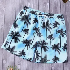 Sale OUKU Men's Graphic Coconut Tree Swim Trunks Swim Shorts Board Shorts Mid Waist Streetwear Hawaiian Boho Casual Daily Holiday Drawstring with Mesh lining Elastic Waist Designer Clothing Apparel