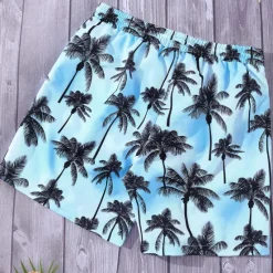 Sale OUKU Men's Graphic Coconut Tree Swim Trunks Swim Shorts Board Shorts Mid Waist Streetwear Hawaiian Boho Casual Daily Holiday Drawstring with Mesh lining Elastic Waist Designer Clothing Apparel