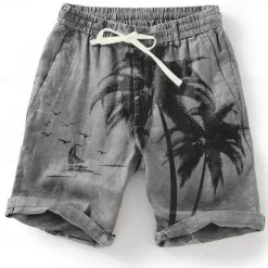 Outlet OUKU Men's Graphic Coconut Tree Summer Shorts Beach Shorts Mid Waist Streetwear Hawaiian Designer Casual Daily Holiday Elastic Waist Drawstring Designer Clothing Apparel
