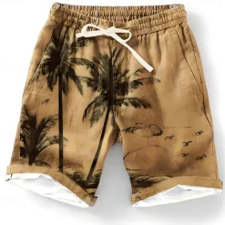 Sale OUKU Men's Graphic Coconut Tree Summer Shorts Beach Shorts Mid Waist Streetwear Hawaiian Designer Casual Daily Holiday Elastic Waist Drawstring Designer Clothing Apparel