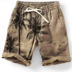 Sale OUKU Men's Graphic Coconut Tree Summer Shorts Beach Shorts Mid Waist Streetwear Hawaiian Designer Casual Daily Holiday Elastic Waist Drawstring Designer Clothing Apparel