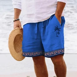 Clearance OUKU Men's Graphic Coconut Tree Geometry Shorts Summer Shorts Beach Shorts Mid Waist Streetwear Hawaiian Designer Casual Daily Holiday Drawstring Elastic Waist 3D Print Designer Clothing Apparel