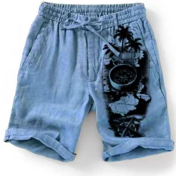 Best OUKU Men's Graphic Coconut Tree Map Shorts Summer Shorts Beach Shorts Mid Waist Streetwear Hawaiian Designer Casual Daily Holiday Drawstring Elastic Waist 3D Print Designer Clothing Apparel