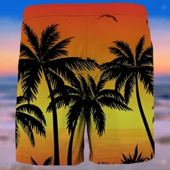 Best OUKU Men's Graphic Coconut Tree Swim Trunks Swim Shorts Board Shorts Mid Waist Fashion Streetwear Designer Casual Daily Holiday Pocket Drawstring Elastic Waist Designer Clothing Apparel