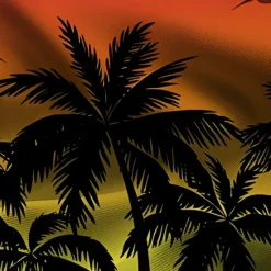Best OUKU Men's Graphic Coconut Tree Swim Trunks Swim Shorts Board Shorts Mid Waist Fashion Streetwear Designer Casual Daily Holiday Pocket Drawstring Elastic Waist Designer Clothing Apparel