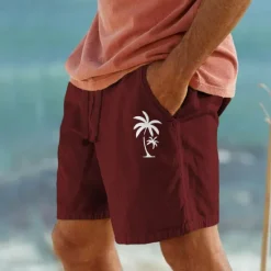OUKU Men's Graphic Coconut Tree Shorts Summer Shorts Beach Shorts Mid Waist Streetwear Hawaiian Designer Casual Daily Holiday Drawstring Elastic Waist 3D Print Designer Clothing Apparel