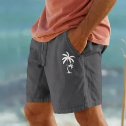 OUKU Men's Graphic Coconut Tree Shorts Summer Shorts Beach Shorts Mid Waist Streetwear Hawaiian Designer Casual Daily Holiday Drawstring Elastic Waist 3D Print Designer Clothing Apparel