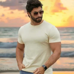 Best OUKU Men's Graphic Coconut Tree T Shirt Tee Top Short Sleeve T shirt Crew Neck Shirt Fashion Outdoor Casual Street Casual Daily Spring & Summer Clothing Apparel S M L XL XXL Beige