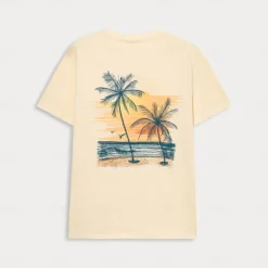 Best OUKU Men's Graphic Coconut Tree T Shirt Tee Top Short Sleeve T shirt Crew Neck Shirt Fashion Outdoor Casual Street Casual Daily Spring & Summer Clothing Apparel S M L XL XXL Beige