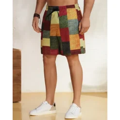 OUKU Men's Graphic Color Block Patchwork Shorts Summer Shorts Casual Shorts Mid Waist Fashion Streetwear Designer Casual Daily Holiday Pocket Drawstring Elastic Waist Designer Clothing Apparel