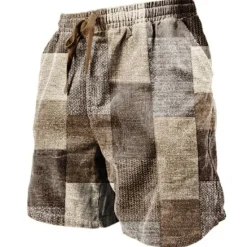 OUKU Men's Graphic Color Block Patchwork Shorts Summer Shorts Casual Shorts Mid Waist Fashion Streetwear Designer Casual Daily Holiday Pocket Drawstring Elastic Waist Designer Clothing Apparel