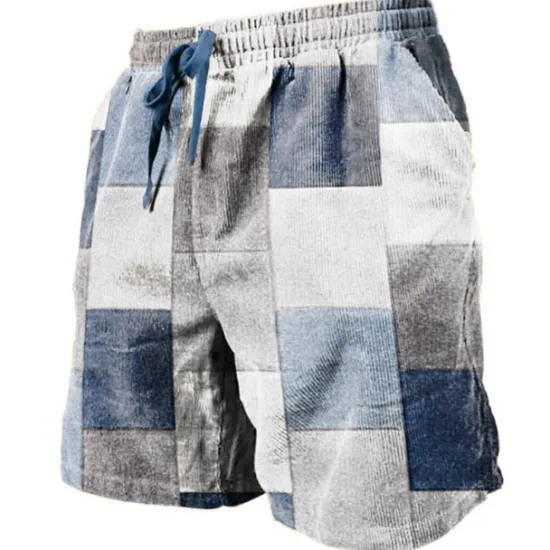 OUKU Men's Graphic Color Block Patchwork Shorts Summer Shorts Casual Shorts Mid Waist Fashion Streetwear Designer Casual Daily Holiday Pocket Drawstring Elastic Waist Designer Clothing Apparel