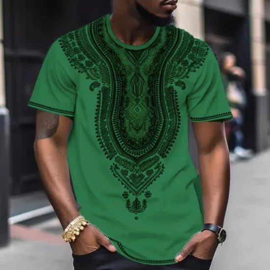 Sale OUKU Men's Graphic Color Block Tribal T Shirt Short Sleeve T shirt 3D Print Crew Neck Shirt Fashion Designer Ethnic Outdoor Daily Sports Black and Red Black White Spring & Summer Clothing Apparel S M L XL