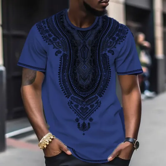 Sale OUKU Men's Graphic Color Block Tribal T Shirt Short Sleeve T shirt 3D Print Crew Neck Shirt Fashion Designer Ethnic Outdoor Daily Sports Black and Red Black White Spring & Summer Clothing Apparel S M L XL