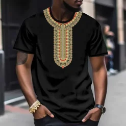 Sale OUKU Men's Graphic Color Block Tribal T Shirt Short Sleeve T shirt 3D Print Crew Neck Shirt Fashion Designer Ethnic Outdoor Daily Sports Black and Red Black White Spring & Summer Clothing Apparel S M L XL