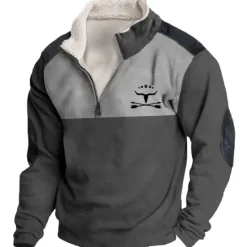 Hot OUKU Men's Graphic Color Block Cowboy Sweatshirts Sweatshirt Zip Sweatshirt Long Sleeve Sweatshirt Quarter Zip Daily Basic Casual 3D Print Vacation Holiday Going out Print Fleece Fall & Winter