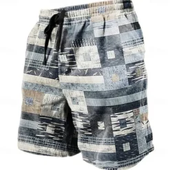 Discount OUKU Men's Graphic Color Block Patchwork Shorts Summer Shorts Beach Shorts Mid Waist Streetwear Hawaiian Designer Casual Daily Holiday Drawstring Elastic Waist 3D Print Designer Clothing Apparel