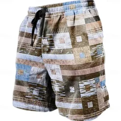 Discount OUKU Men's Graphic Color Block Patchwork Shorts Summer Shorts Beach Shorts Mid Waist Streetwear Hawaiian Designer Casual Daily Holiday Drawstring Elastic Waist 3D Print Designer Clothing Apparel