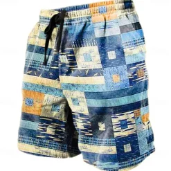 Discount OUKU Men's Graphic Color Block Patchwork Shorts Summer Shorts Beach Shorts Mid Waist Streetwear Hawaiian Designer Casual Daily Holiday Drawstring Elastic Waist 3D Print Designer Clothing Apparel