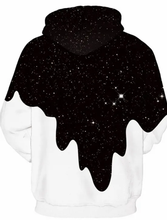 Online OUKU Men's Graphic Color Block Starry Sky Milk Cup Hoodie Hoodies Sweatshirt Casual Hooded Daily Black Yellow Designer